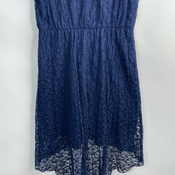 Navy Blue‎ Juniors Love Reign Lined Hi-low sleeveless Lace Dress size L - Picture 3 of 9